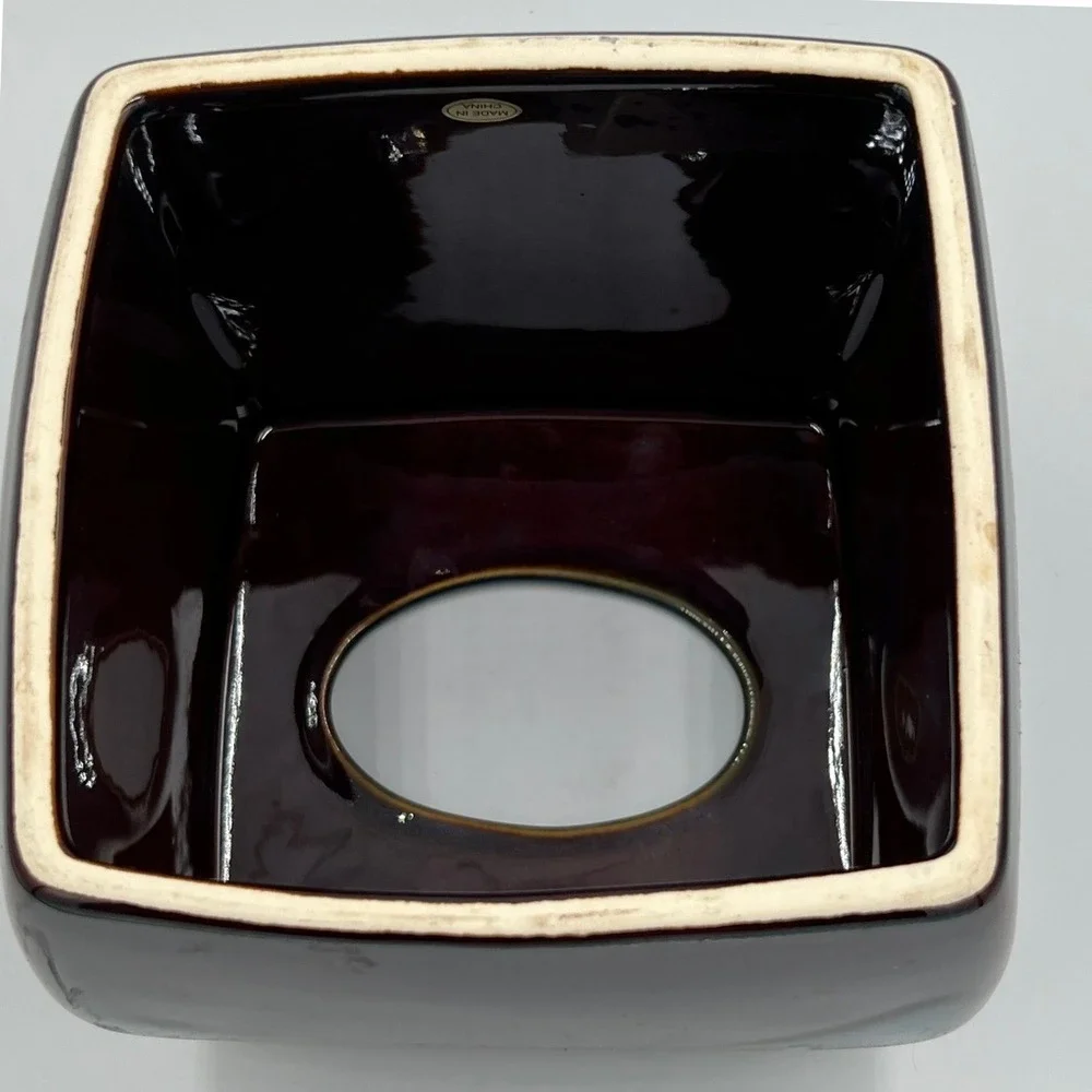 Ceramic Tissue Box Cover Blue Brick Reactive Glaze Square NWOT DENBY-5